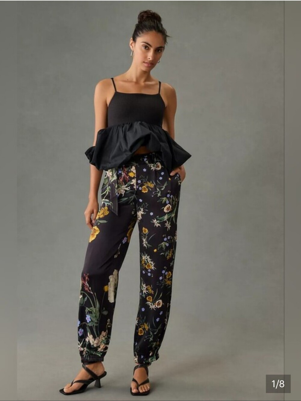 Anthropologie Maeve Silky Floral Parachute Pants With Zip Belt Closure Size 6